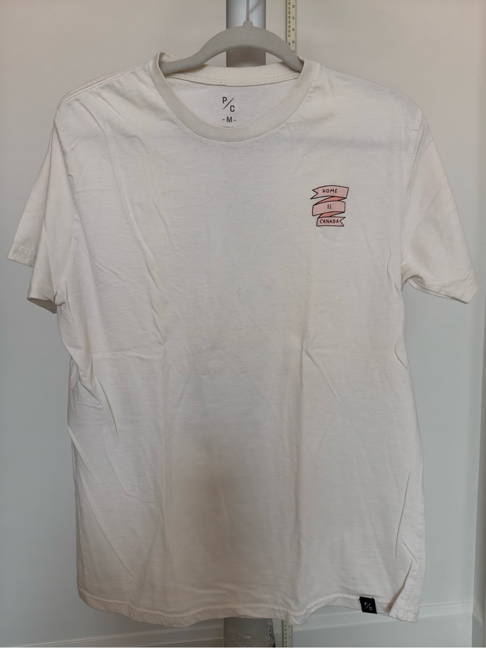 P/C White Crewneck T-Shirt with Pink 'Home Is Canada' Badge